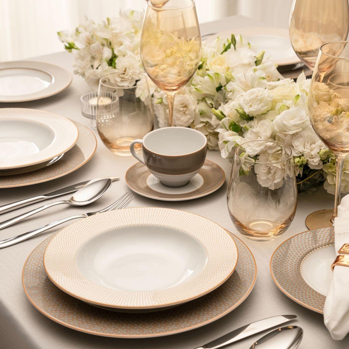 Aparelho de Jantar Tramontina Aurum em Porcelana Decorada 30 Peças