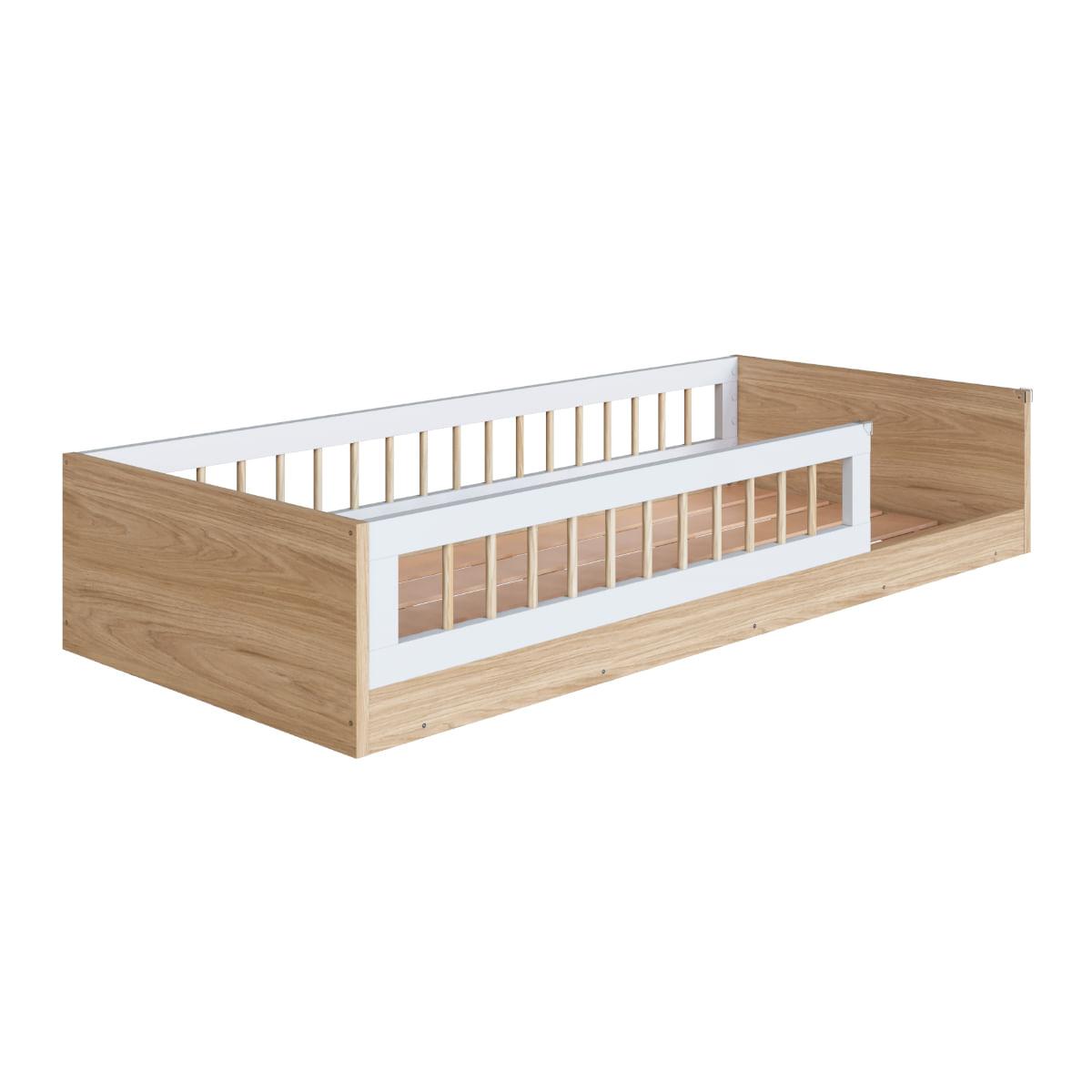 Cama Infantil Montessoriana Solteiro Affetto Aveiro com Branco Completa Móveis