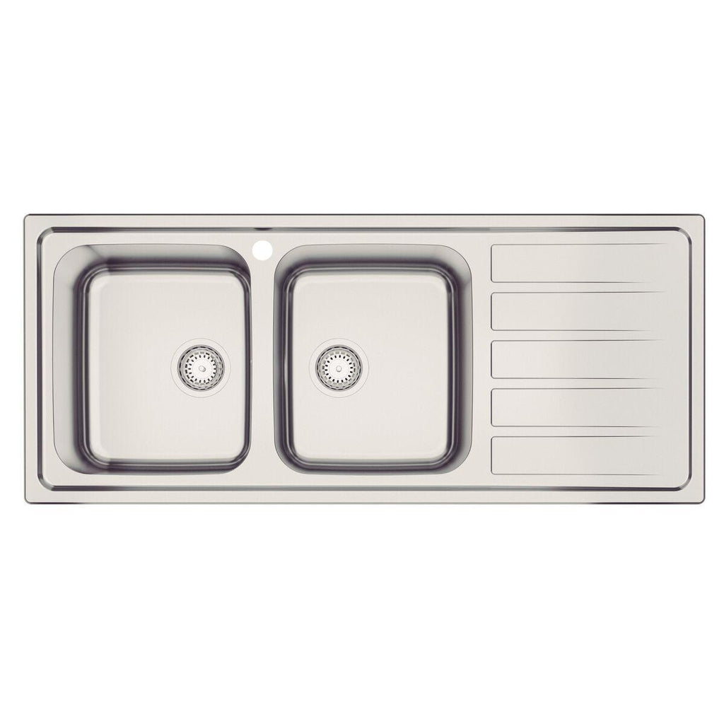 Cuba de Sobrepor Tramontina Marea Deep 2C 34 Plus 116 x 50 cm em Aço Inox Acetinado com Furo para Torneira