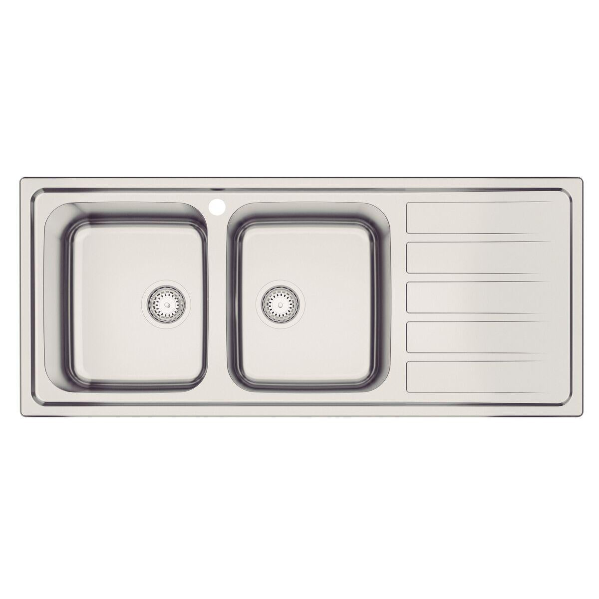 Cuba de Sobrepor Tramontina Marea Deep 2C 34 Plus 116 x 50 cm em Aço Inox Acetinado com Furo para Torneira