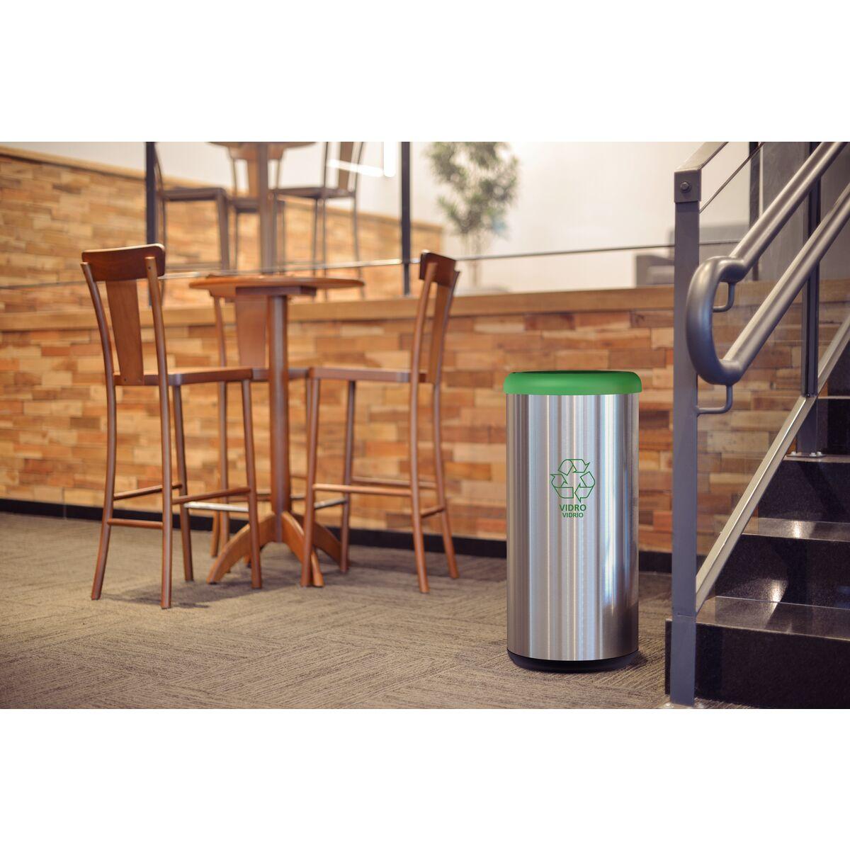 Lixeira Inox Tramontina Piemonte 40 Litros Acetinado Tampa Basculante Verde