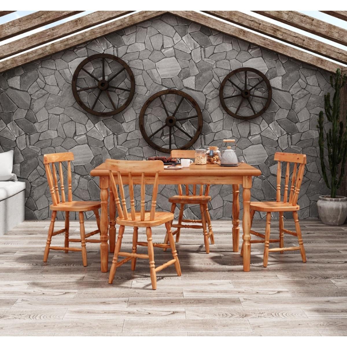 Mesa de Jantar em Madeira 125x80cm Natural Acetinado Piratini