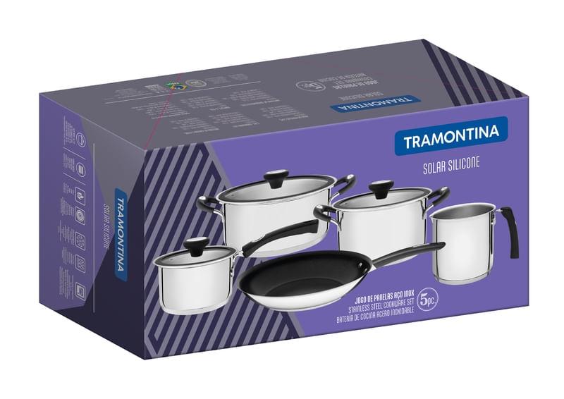 Jogo de Panelas Aço Inox 5 Peças SOLAR SILICONE Tramontina 65120043
