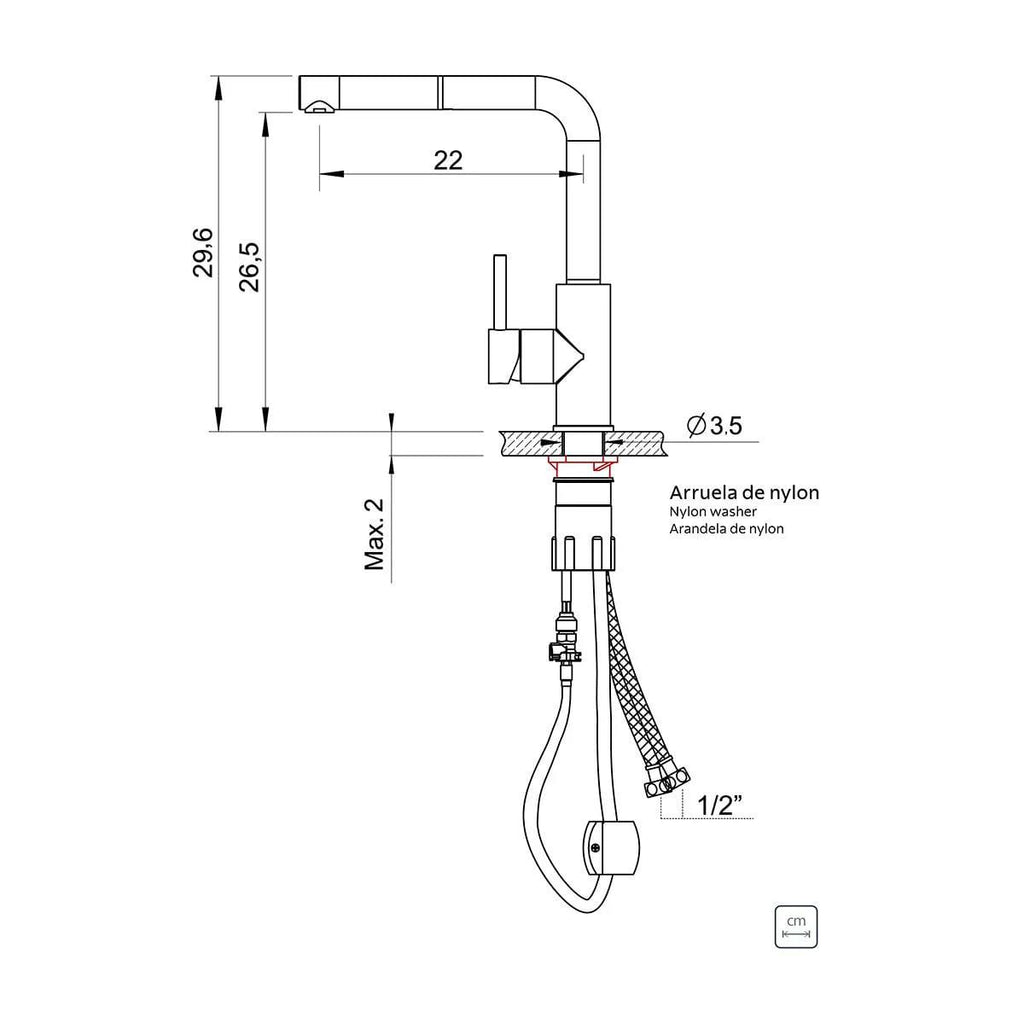 Misturador Monocomando Tramontina Monde Plus em Aço Inox e acabamento Scoth Brite com Extensor