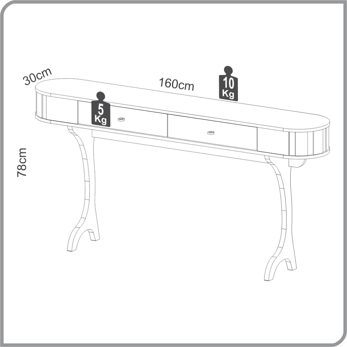 Aparador Curvo 160 cm com 2 Gavetas em MDF Freijó/Preto Fosco TB295 JPF Dalla Costa