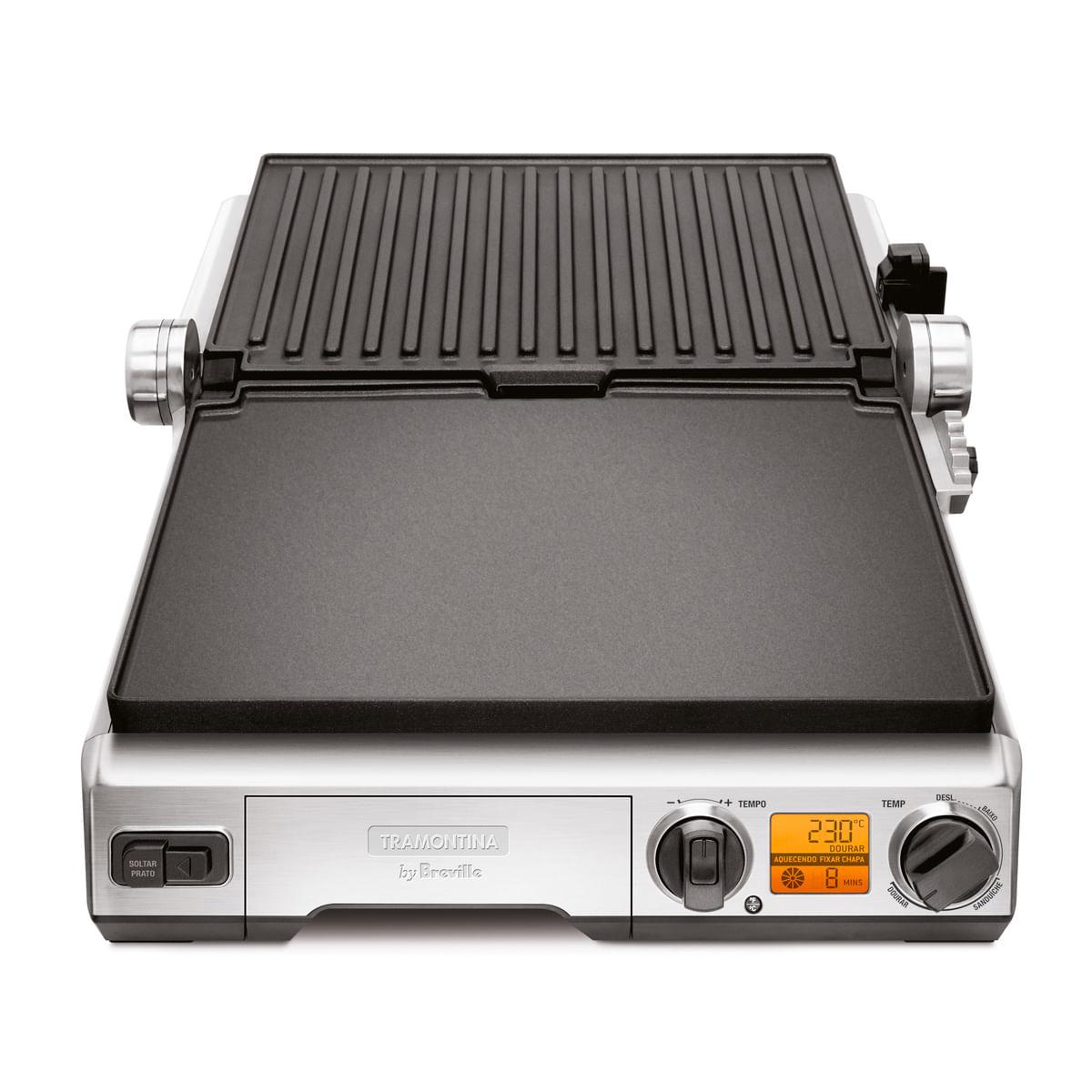 Grill Elétrico Tramontina by Breville Smart em Aço Inox com Display LCD 220 V