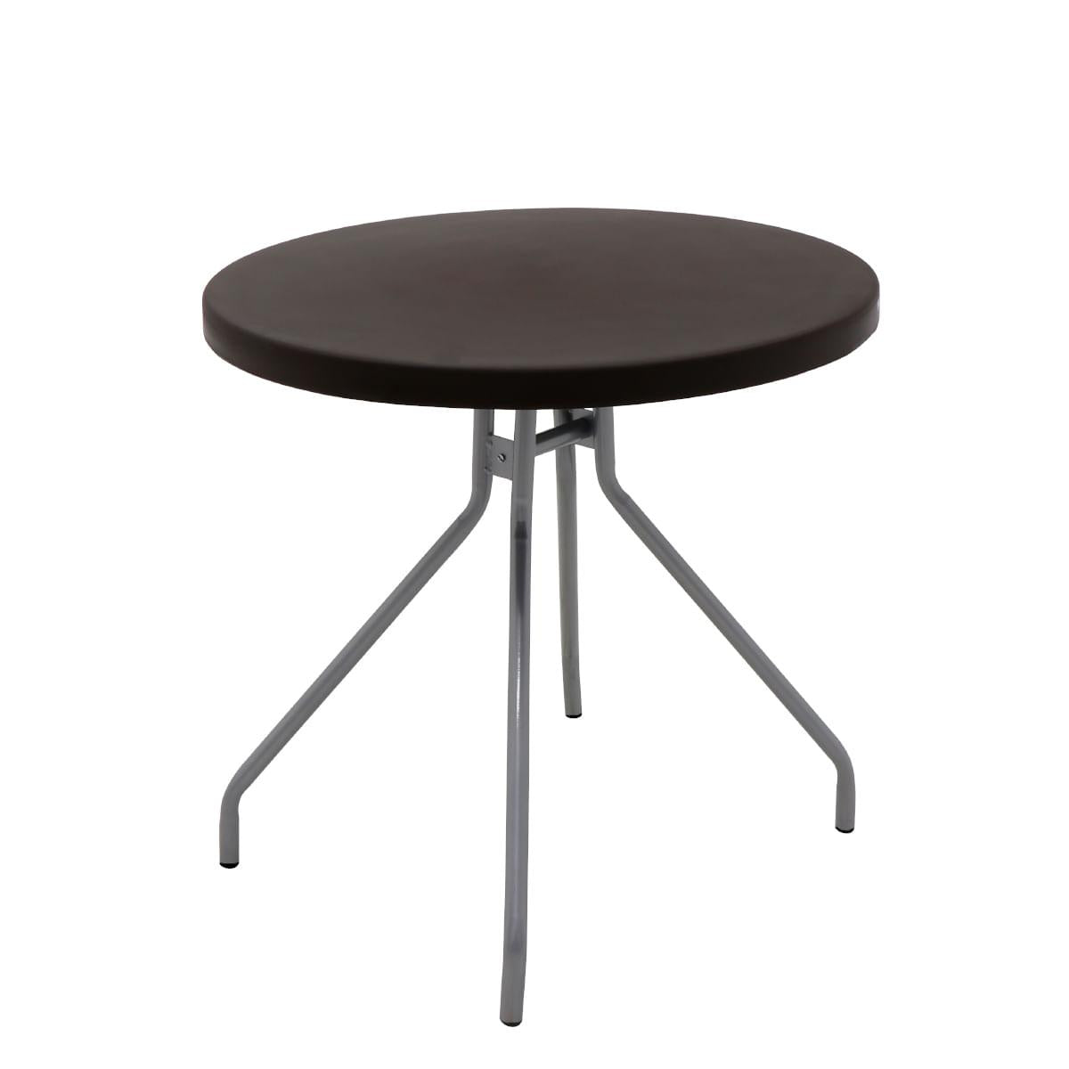 Mesa Redonda Tramontina Zeta 79 cm em Polipropileno Marrom Pernas em Aço Carbono