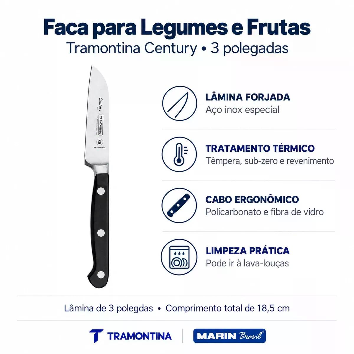 Faca para Legumes e Frutas Tramontina Century Inox 3 Polegadas