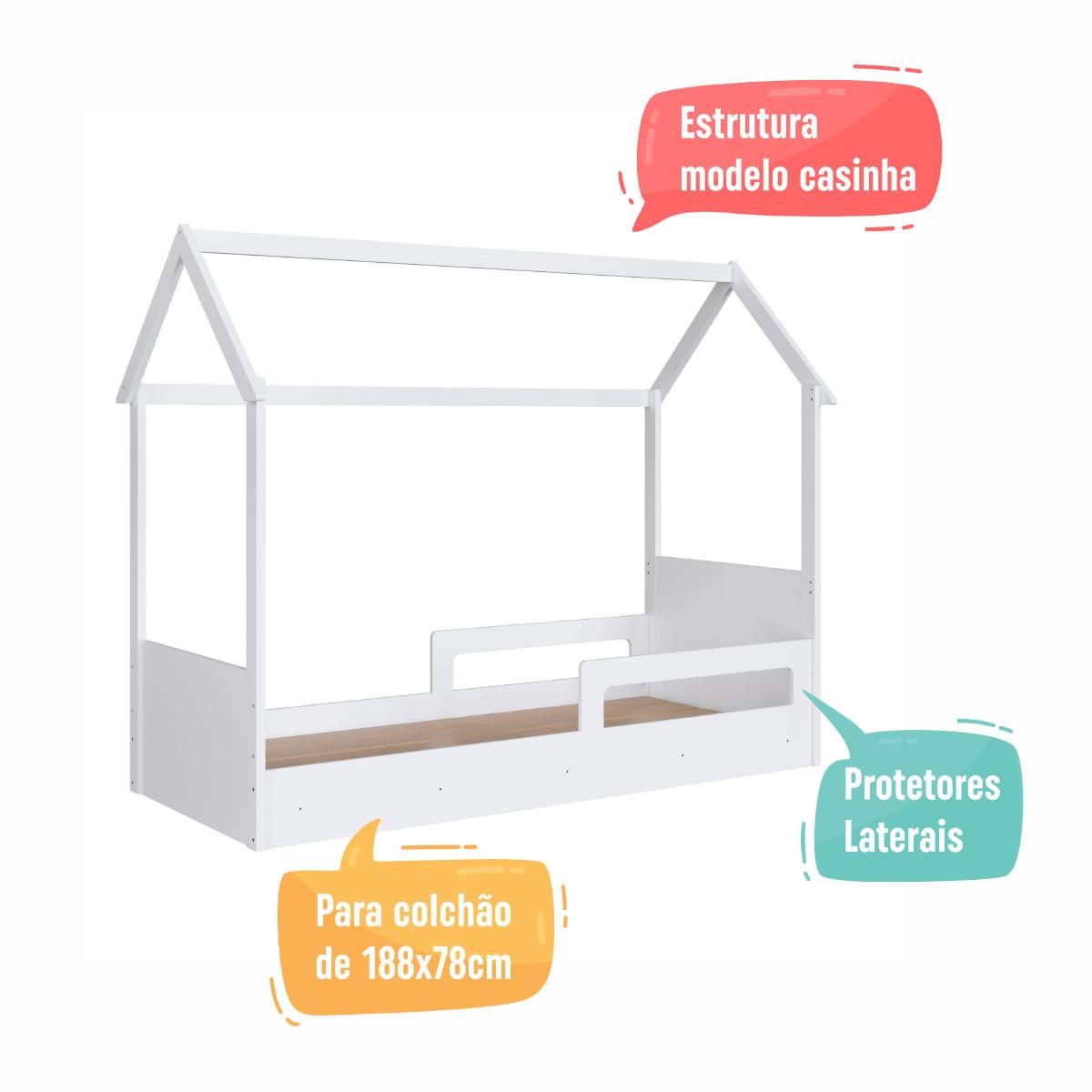 Cama Infantil Montessoriana Solteiro Branco Completa Móveis