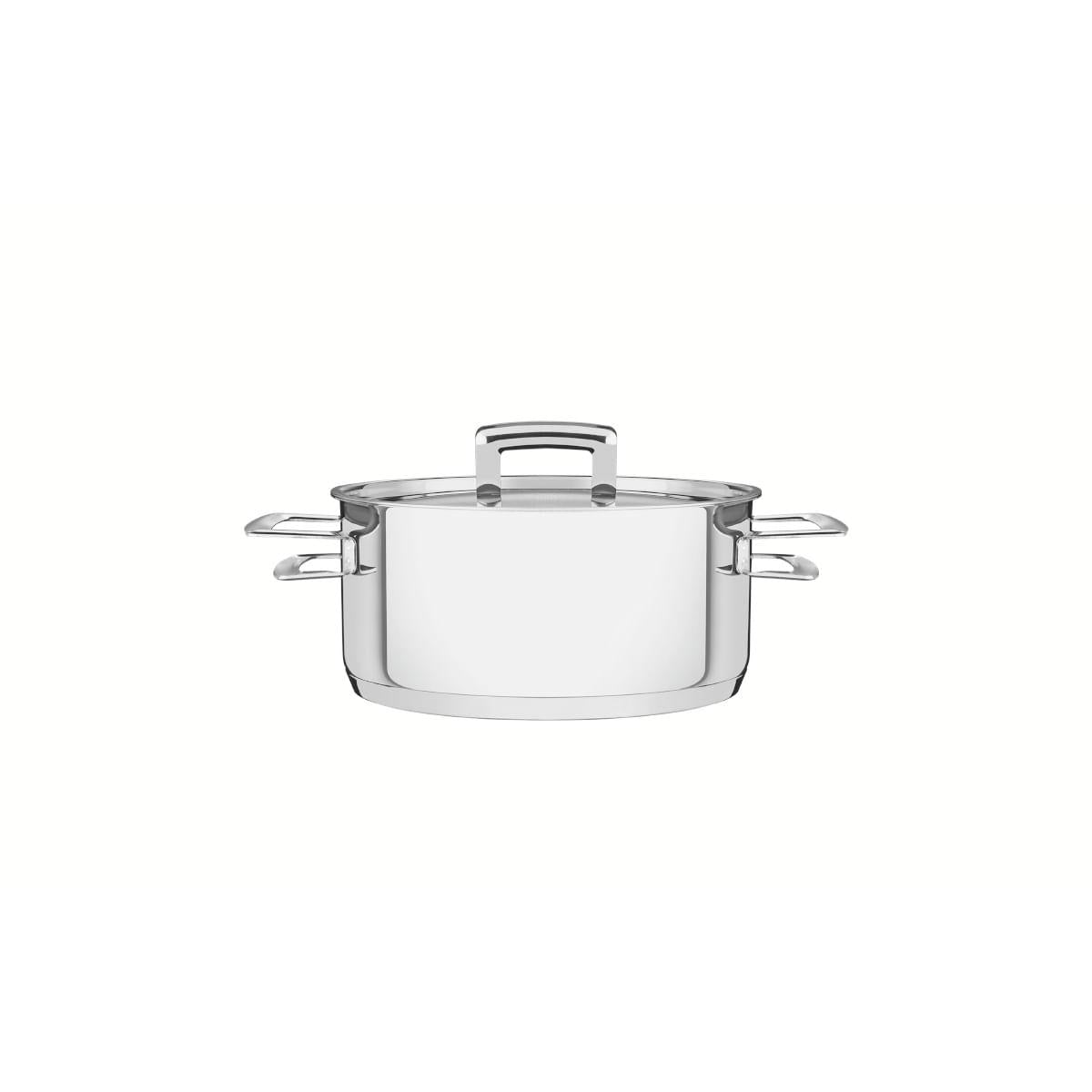 Caçarola Tramontina Brava Rasa Aço Inox com Tampa Plana 16 cm 1,4 L