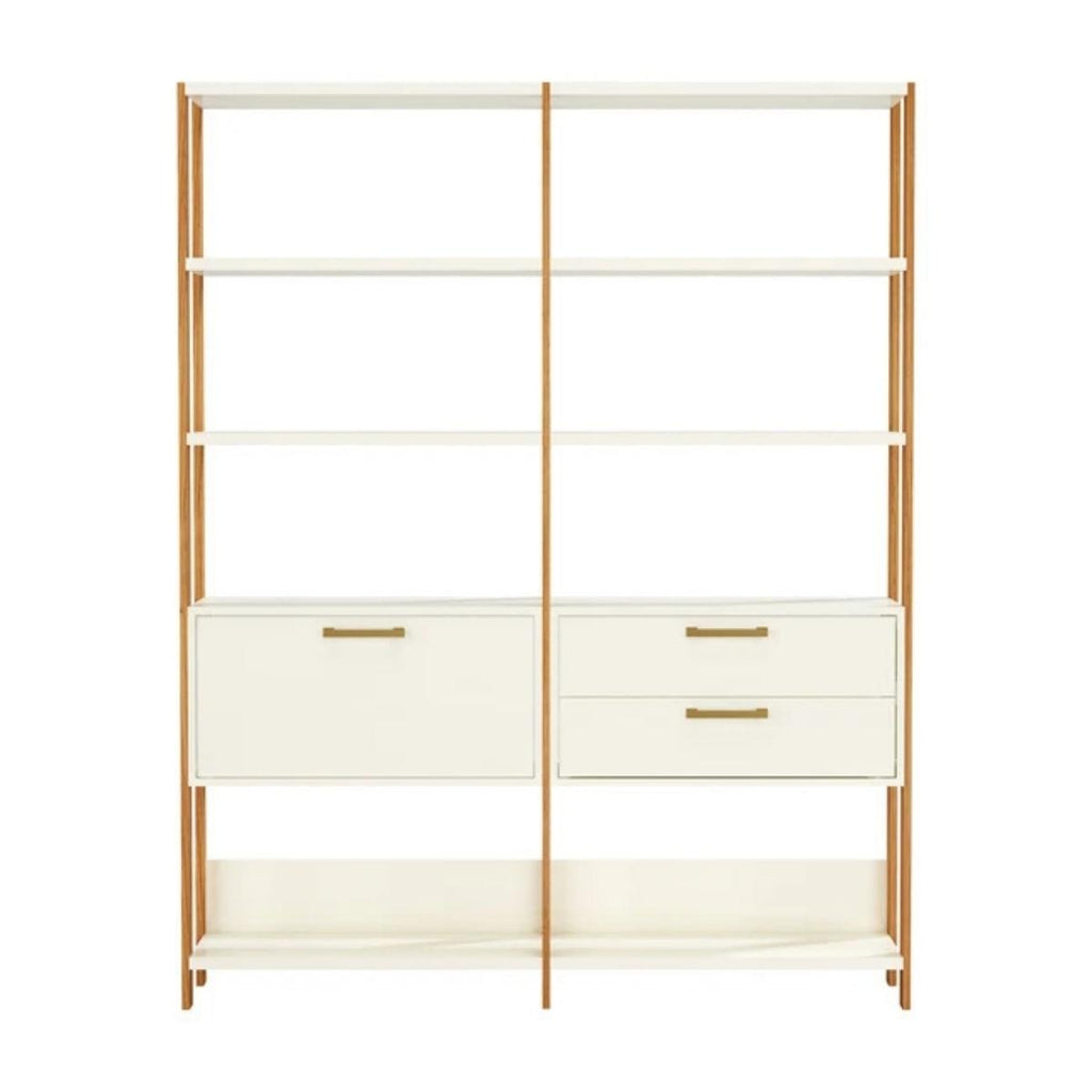 Estante 2 Gavetas 1 Porta Off White Freijó 145x32x185 cm Dalla Costa