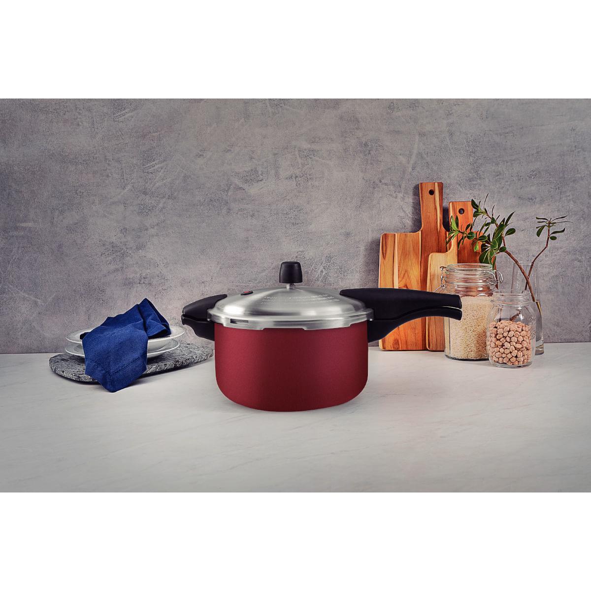 Panela de Pressão Tramontina Vancouver Effrect 6 Litros 24 cm Vermelho em Alumínio Starflon Max
