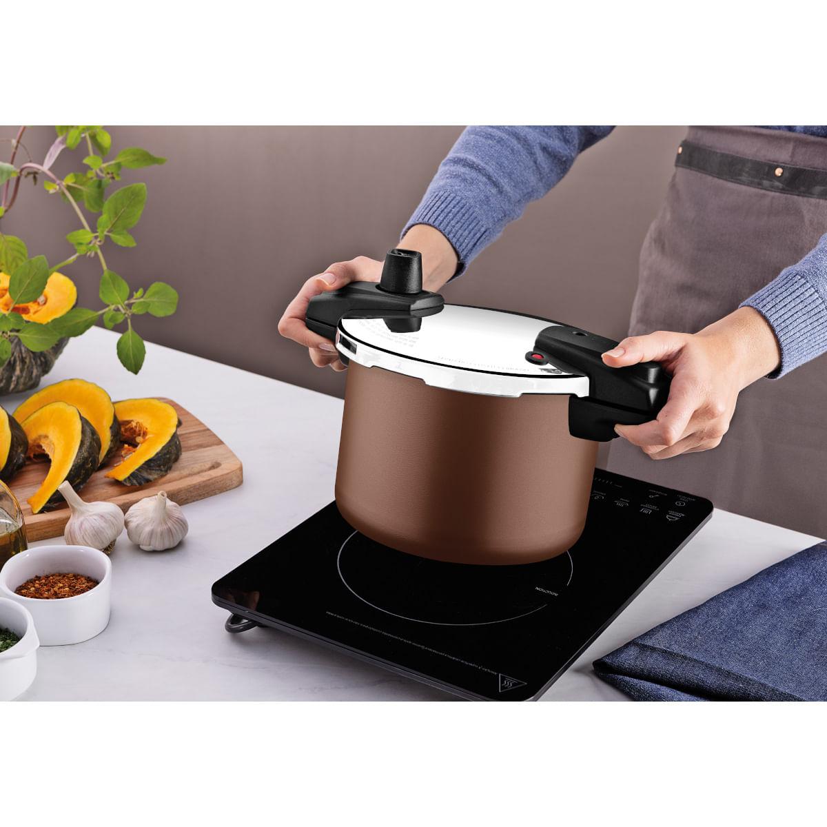 Panela de Pressão Tramontina Arizona Indução Alumínio 20 cm 4,5 L Mocaccino
