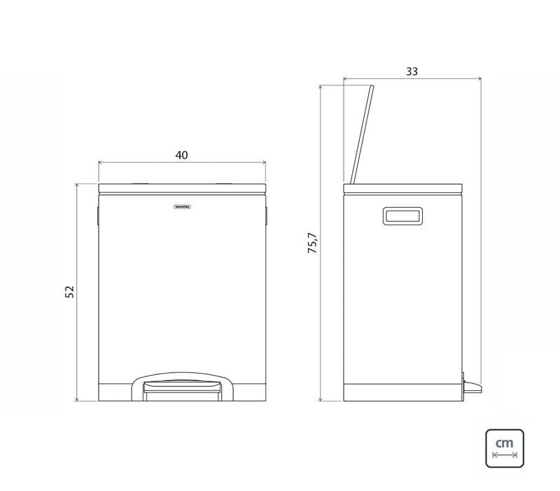 Lixeira Inox com Pedal Dupla 15 Litros Quadratta Plus OUTLET Tramontina 94900474