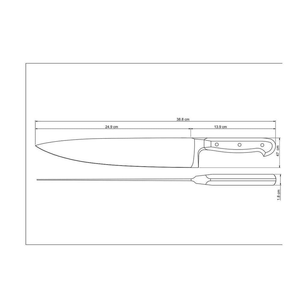Faca Chef Tramontina Century com Lâmina em Aço Inox e Cabo de Policarbonato e Fibra de Vidro 10" 24011110
