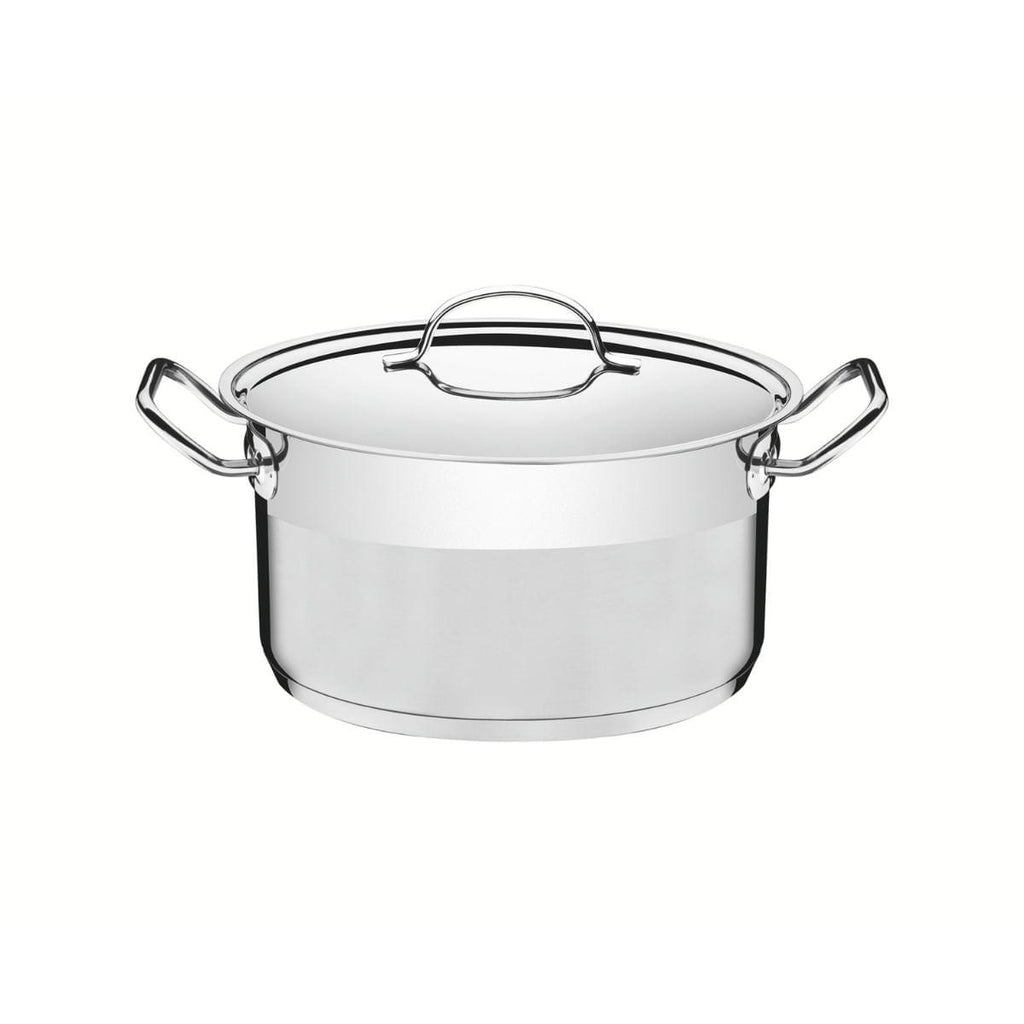 Caçarola Funda Tramontina Professional Aço Inox 1,8L com Tampa Plana e Fundo Triplo 16cm