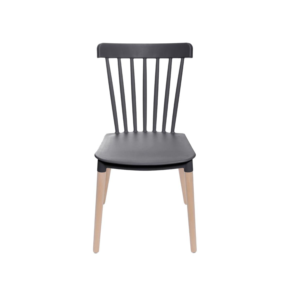 Cadeira Midi Preta em Polipropileno Base em Madeira Or Design