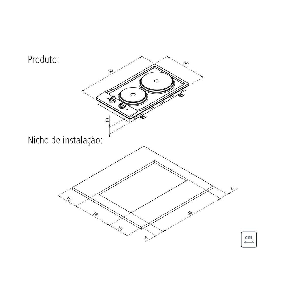Cooktop Elétrico Tramontina Dominó em Aço Inox com 2 Placas Térmicas em Ferro Fundido