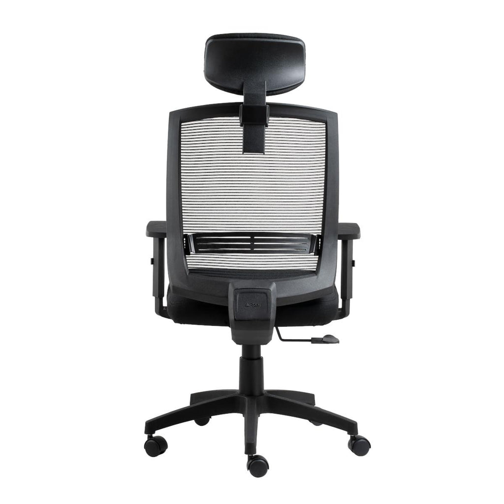 Cadeira para Escritório Presidente Giratória Ergonômica New Opus Roal Preto Encosto em Tela