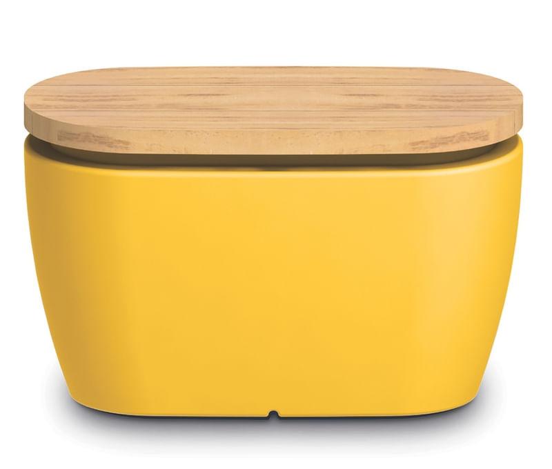 Banco Tina Amarelo com Tampo de Madeira Tramontina 92773000