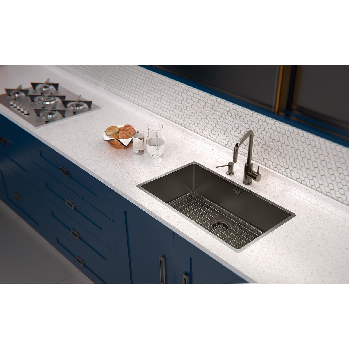 Cuba Tramontina Quadrum 70 em Aço Inox com Revestimento PVD Black 70 x 40 cm OUTLET