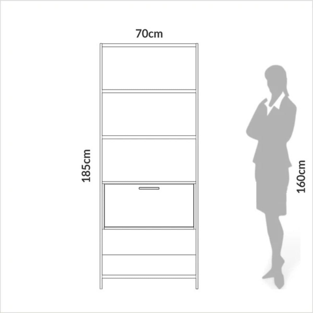 Estante 5 Prateleiras 1 `Porta Off White Freijó 73x32x185 cm Dalla Costa