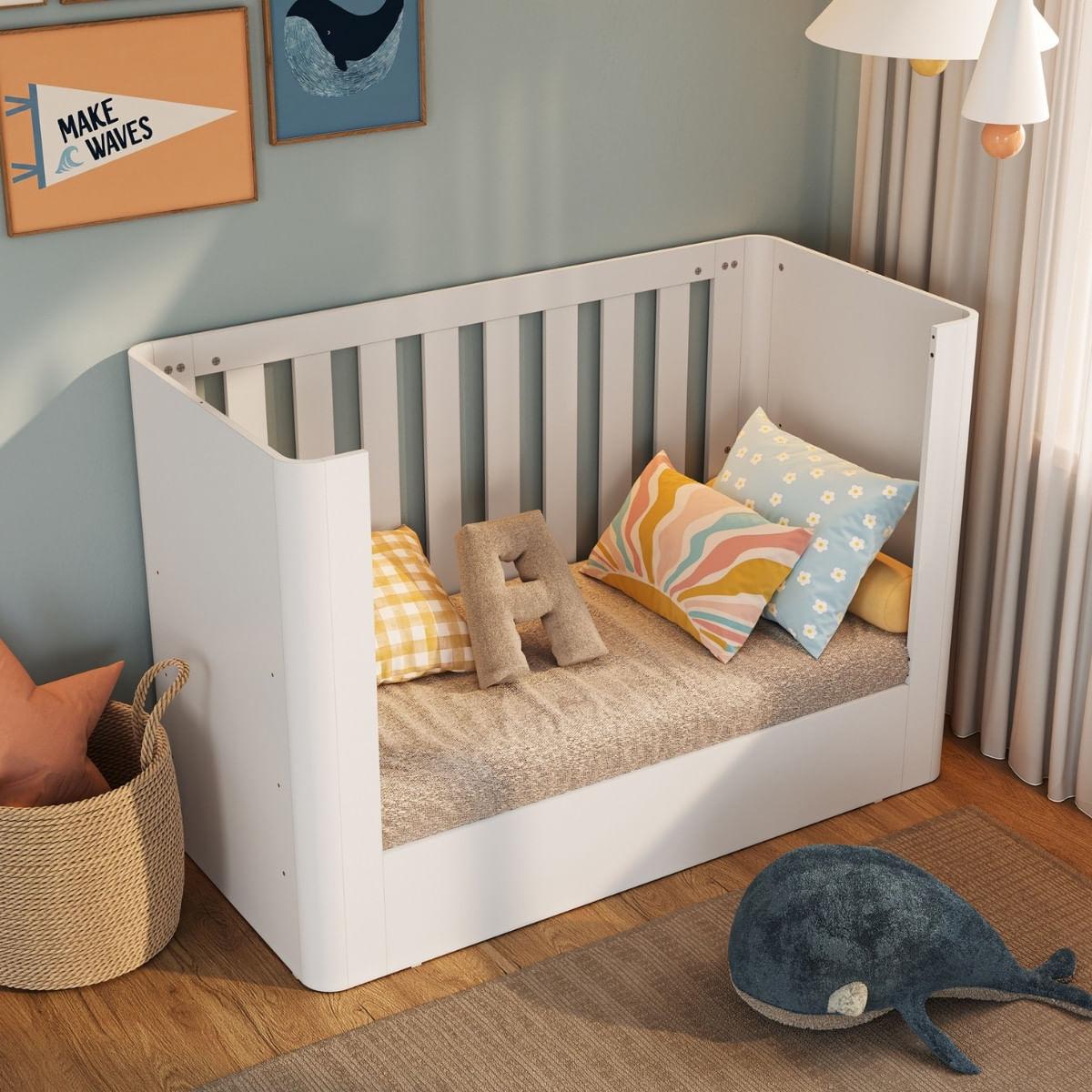 Berço Curvo Essencial Branco 133x64x90 cm Completa Móveis