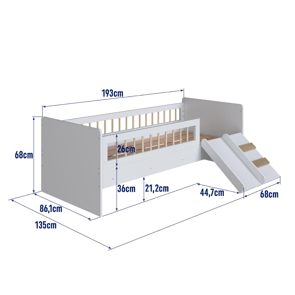 Cama Infantil Montessoriana Solteiro Branco Completa Móveis