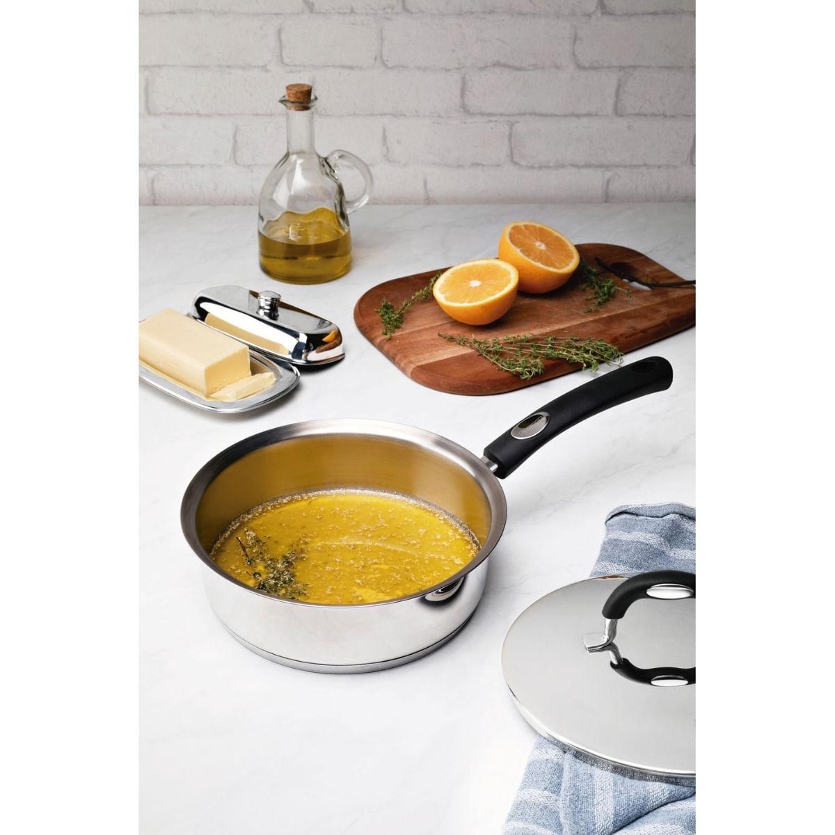 Frigideira com Tampa Tramontina Duo Silicone em Aço Inox  20 cm 2,1L Compatível com Indução