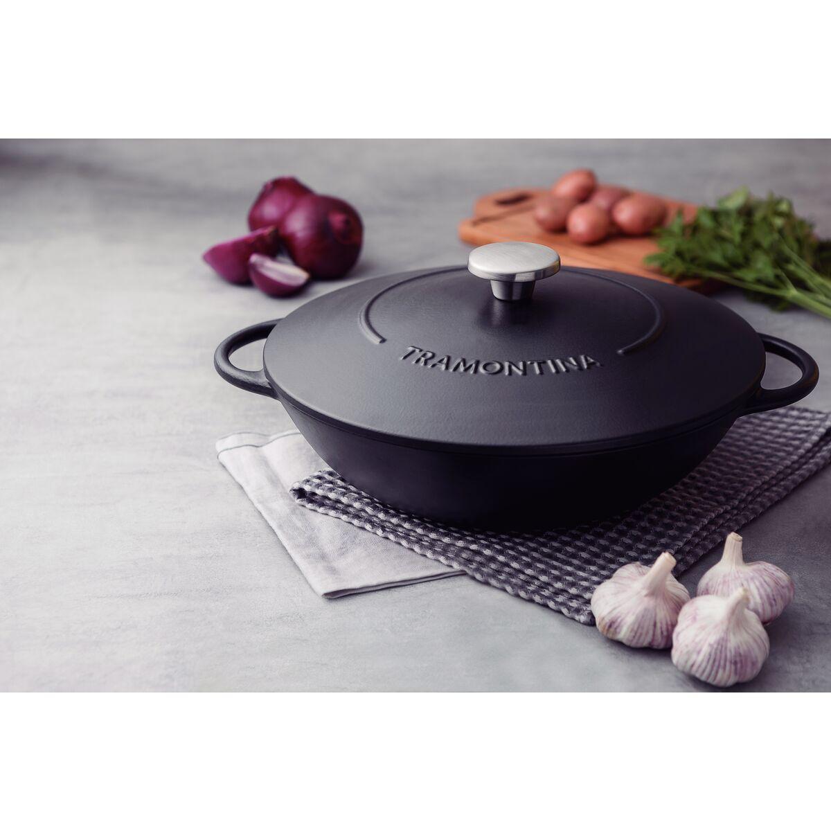 Wok Tramontina Trento em Ferro Esmaltado com Revestimento Interno em Antiaderente Starflon Excellent 32 cm 5 L