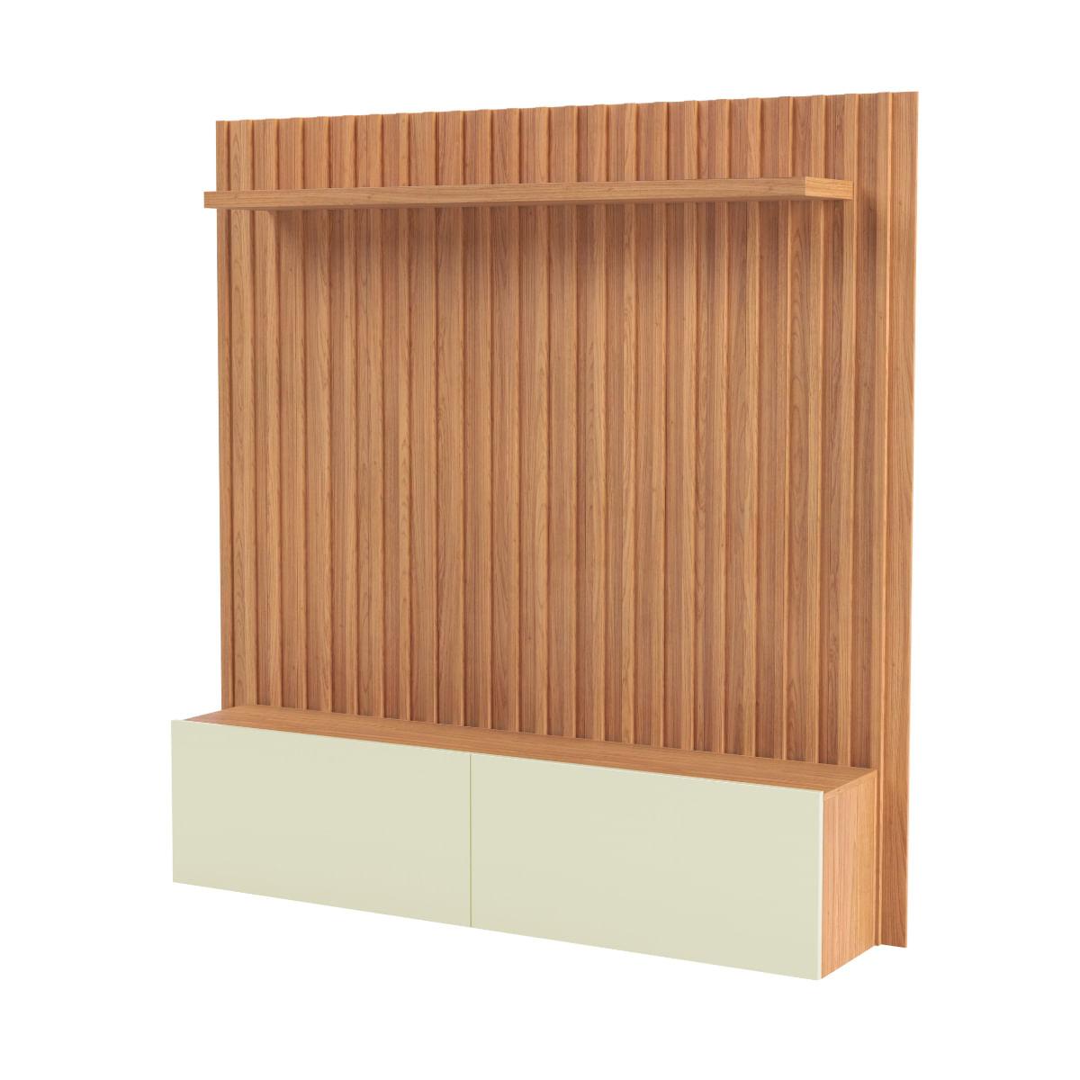 Painel Suspenso Ripado em MDF 178cm com 2 Portas Basculante Freijó/Off White Dalla Costa
