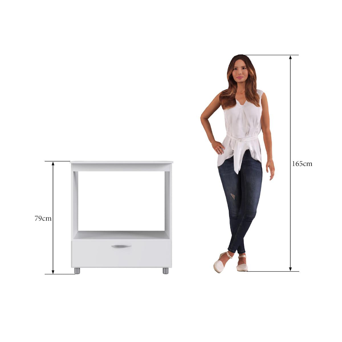 Balcão Forno e Cooktop 5 Bocas com 1 Gaveta em MDP Branco Completa Móveis
