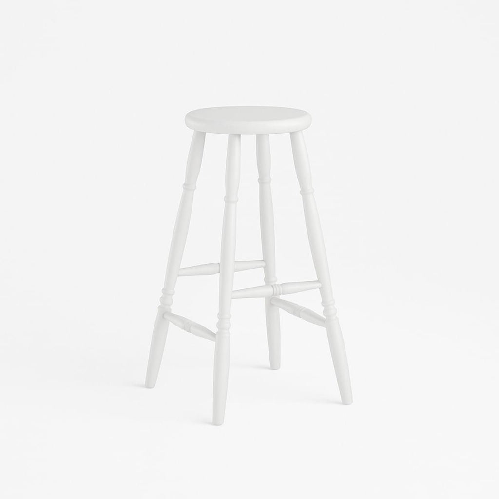 Banqueta Alta em Madeira Maciça 75cm Branco 170B Piratini