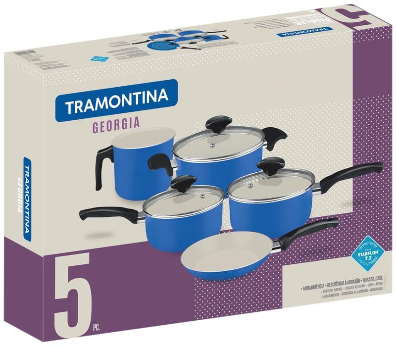Jogo de Panelas Starflon 5 Peças Azul Georgia Tramontina 20499150