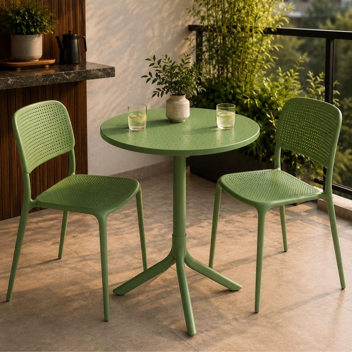Mesa Redonda Livy Aurah 60x74,5cm Verde Oliva em Polipropileno Plaxmetal