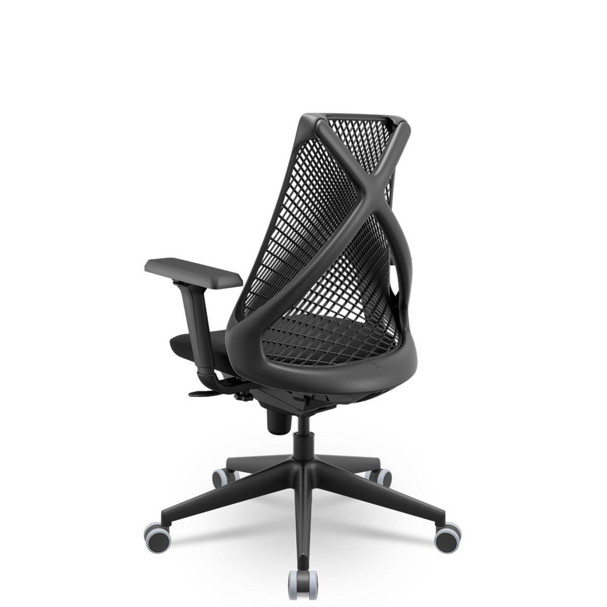 Cadeira Escritório Bix X+ Presidente Slider PU Poliéster Preto Plaxmetal