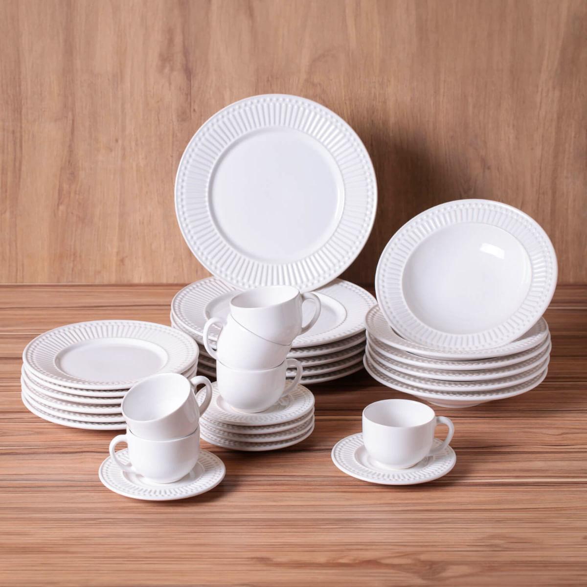 Aparelho de Jantar 30 Peças Roma Branco Porto Brasil