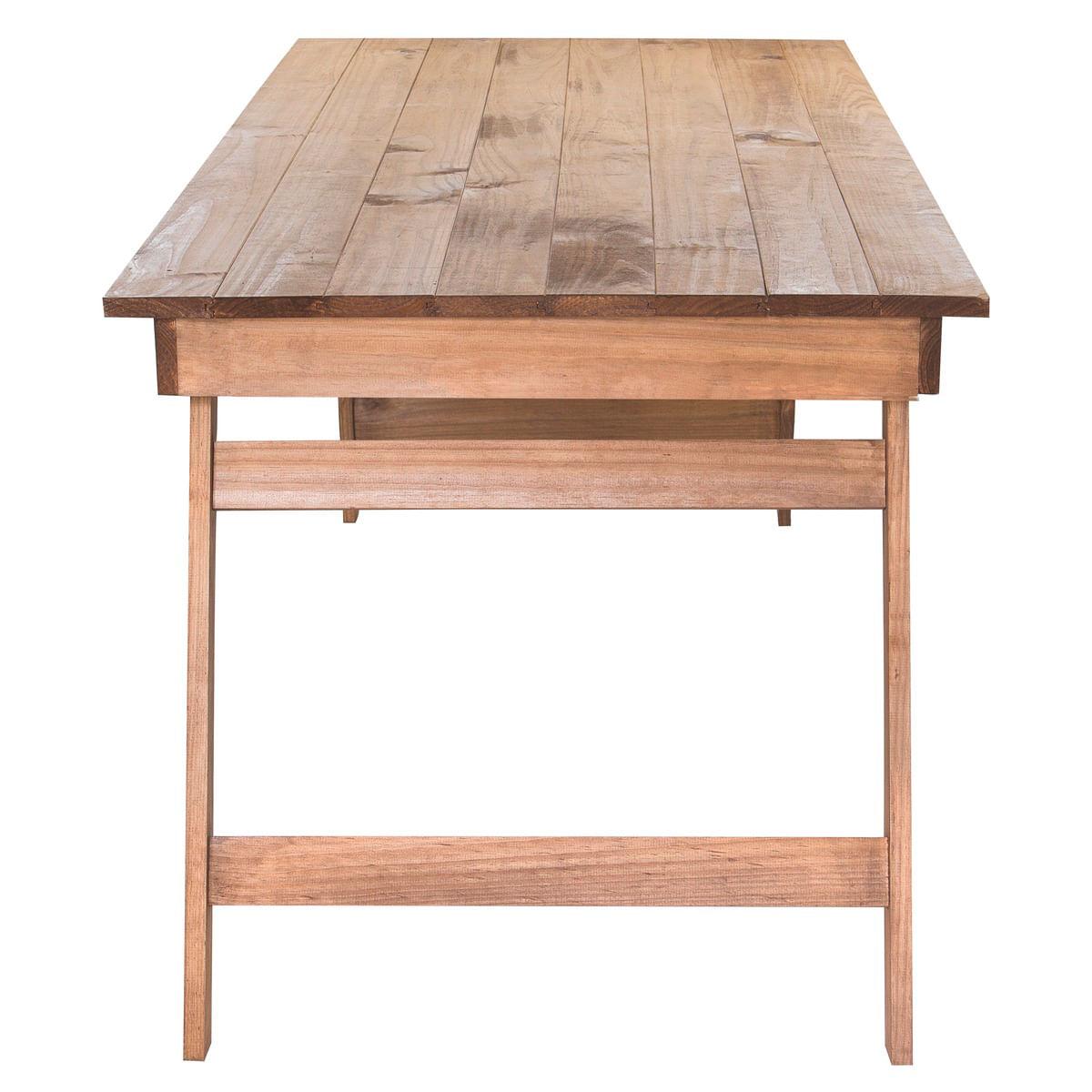 Mesa de Madeira Naturalle Dobrável Rústica 200 x 80 cm Tramontina