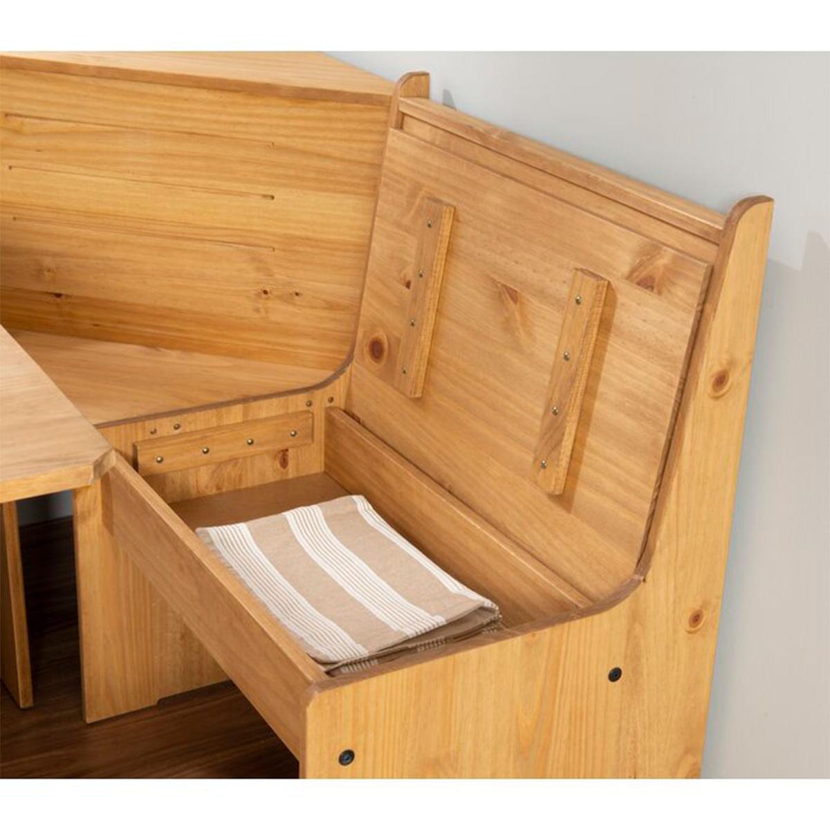Conjunto Canto Alemão com Baú em Madeira Caramelo 150x118 cm Marin