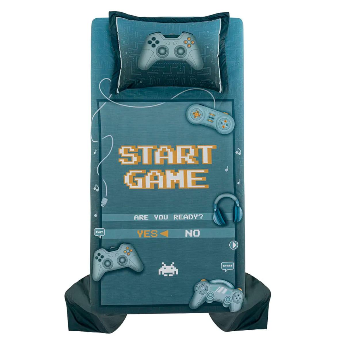 Colcha Infantil Solteiro Karsten 200 Fios Porta-travesseiro Game