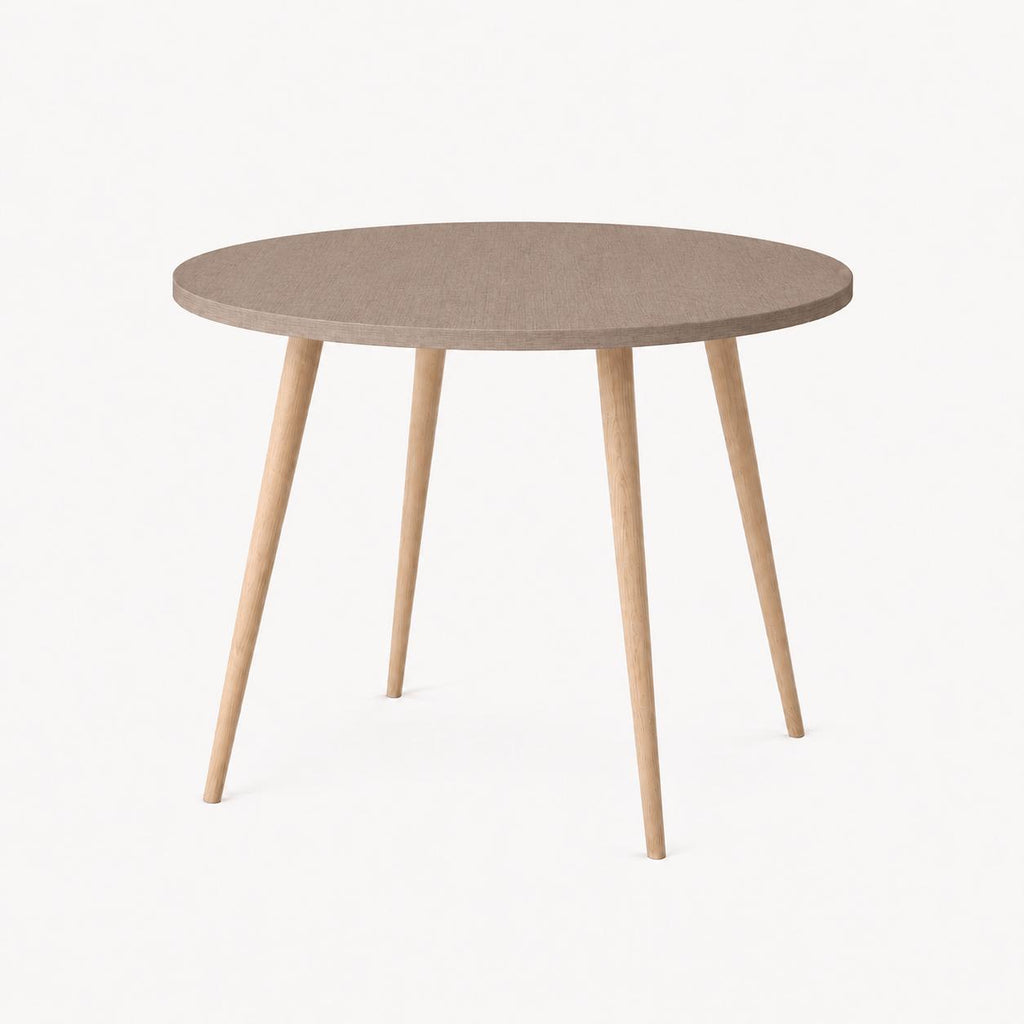 Mesa Jantar Sofia Redonda 80cm Linum 18mm Pés de Madeira Natural Marin