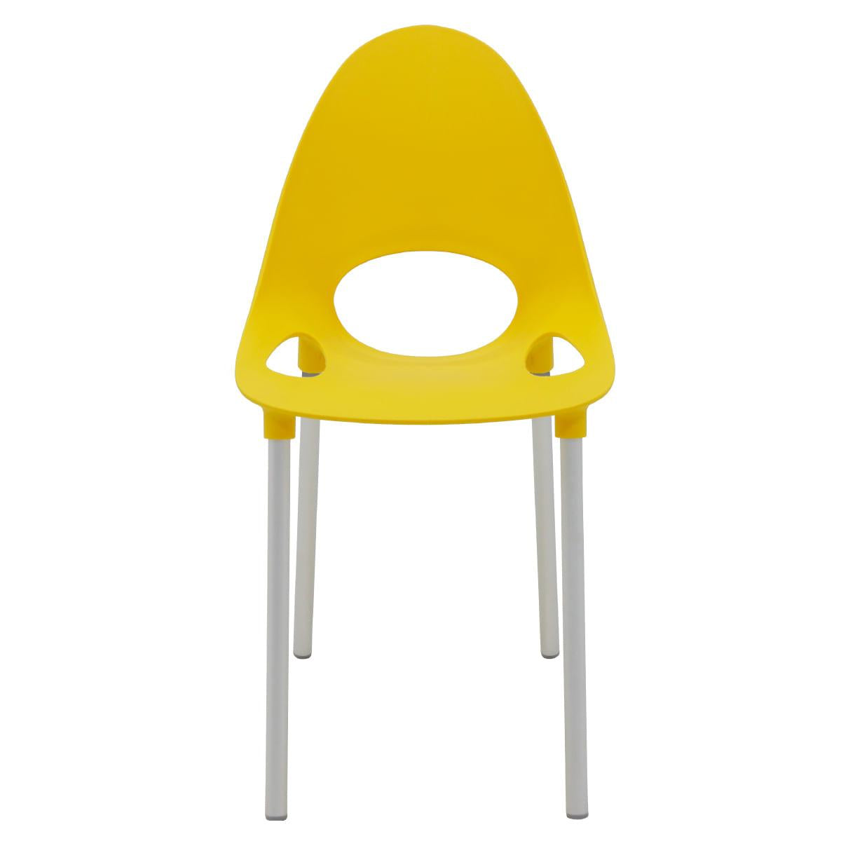 Cadeira Tramontina Elisa em Polipropileno Amarelo com Pernas de Alumínio Anodizado
