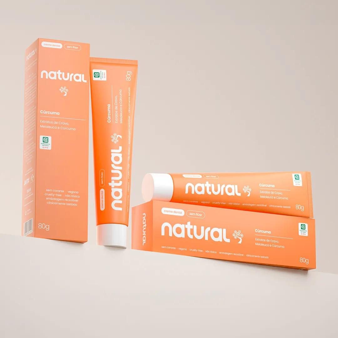 Kit 3 Pastas de Dente Naturais com Cúrcuma, Cravo e Melaleuca