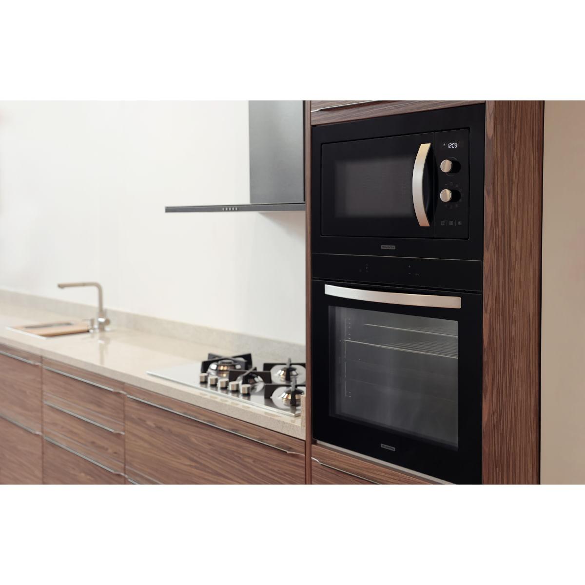 Micro-ondas de Embutir Tramontina Glass Cook 60 25 L em Vidro Temperado Preto 8 Funções