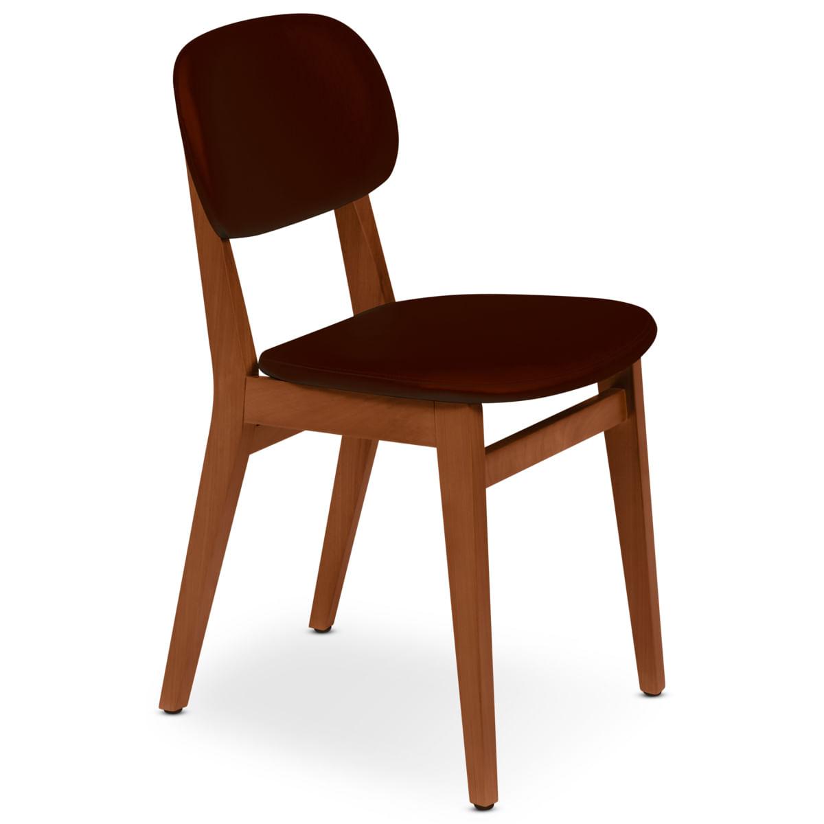 Cadeira de Madeira Tramontina London em Tauarí Amêndoa com Estofado Café