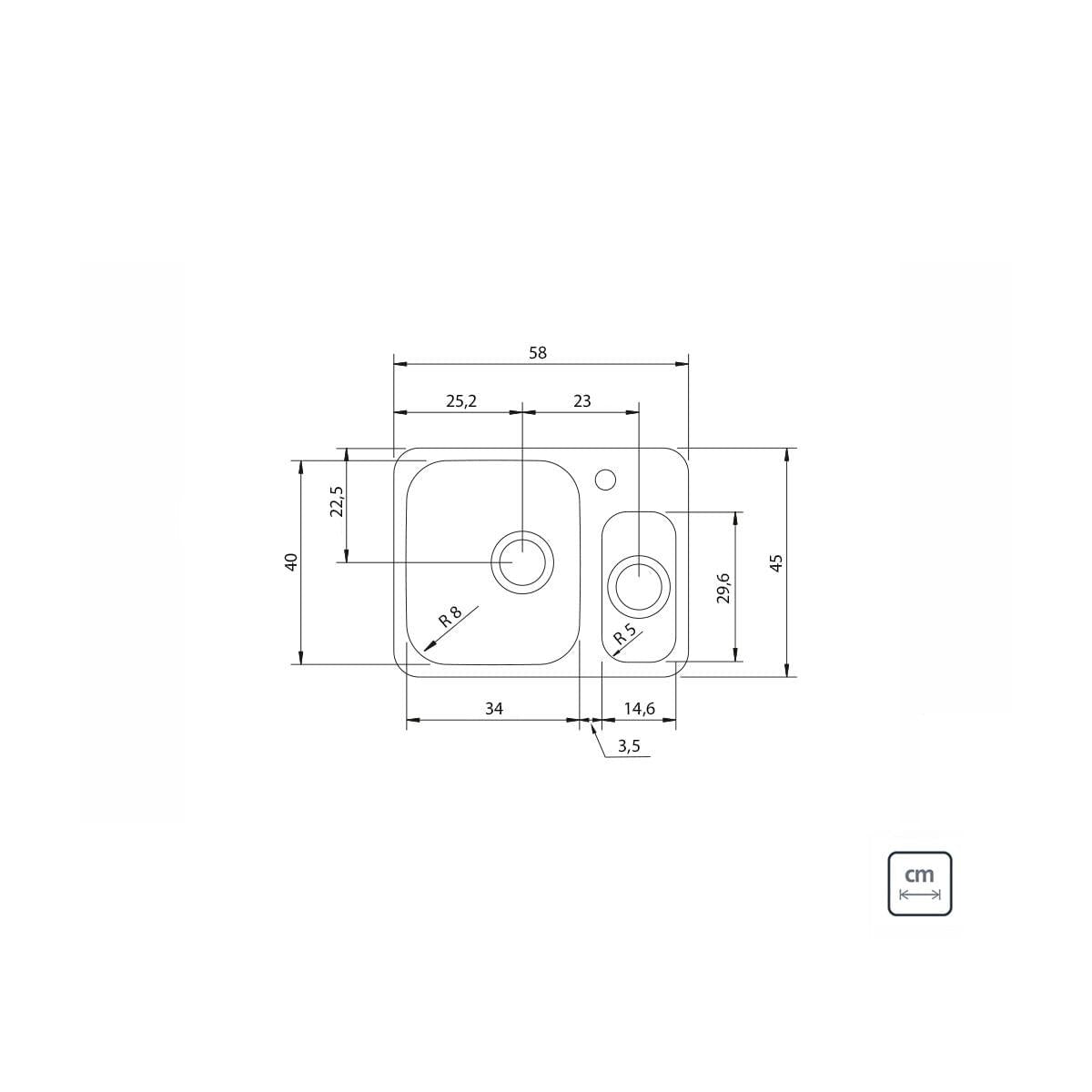 Cuba Tramontina Isis Plus em aço inox Acetinado 58 x 45 cm com válvula OUTLET
