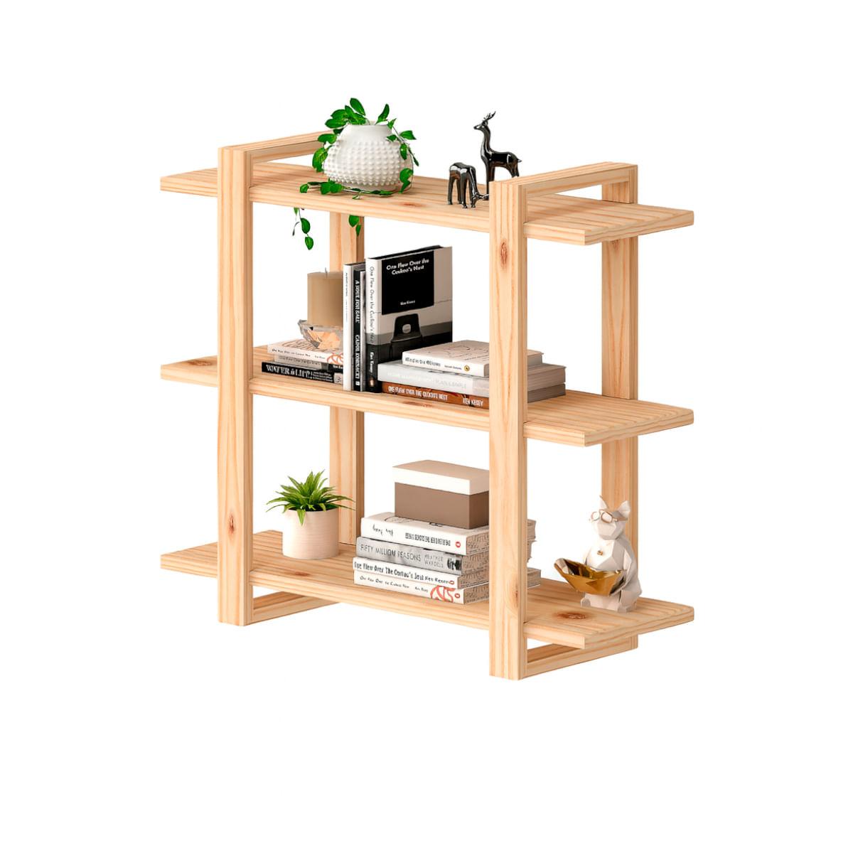 Estante para Livros 70x23x60 cm em Madeira Natural Marin Brasil