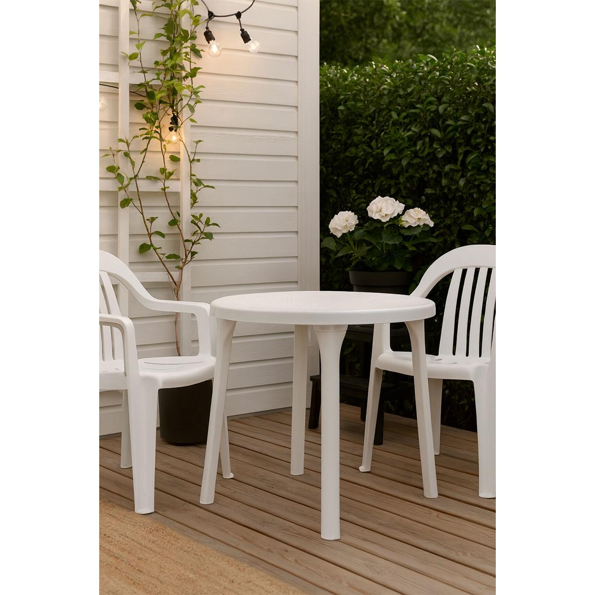 Mesa Plástica Redonda Desmontável Allegro 100x72 cm Branca Pisani