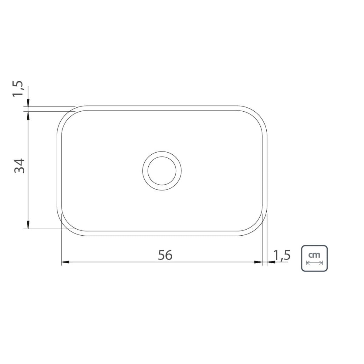 Cuba n.2 Tramontina Lavínia Standard em Aço Inox Polido 56 x 34 x 14 cm com Válvula OUTLET 94900306