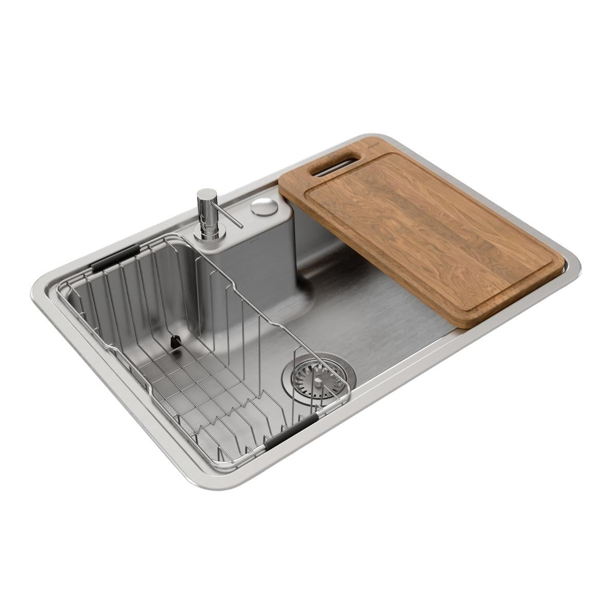 Cuba de Sobrepor ou Embutir Docol Massima 68x48x20 cm em Aço Inox Escovado com Acessórios